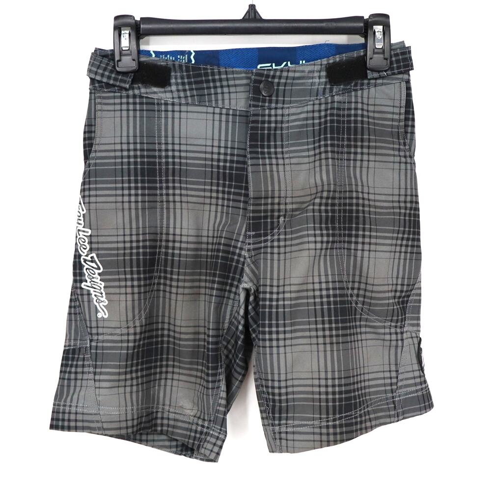 Troy Lee Designs Skyline Black Gray Plaid Board Shorts Adjustable Ventilated Y28